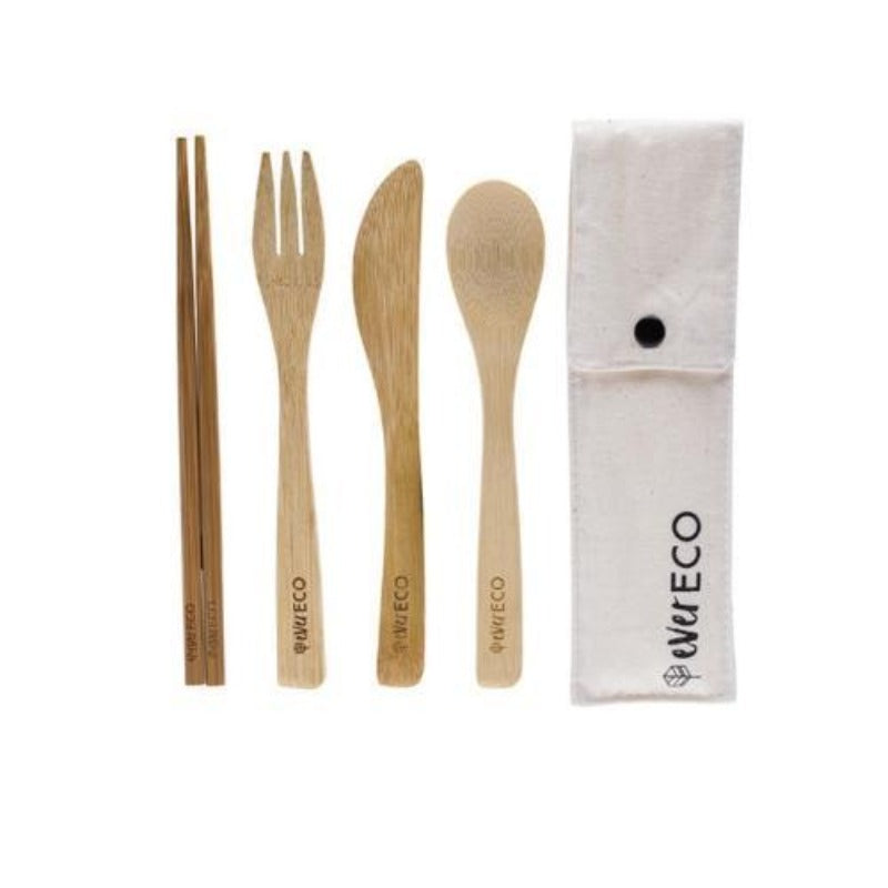 Ever Eco - Bamboo Cutlery Set with Chopsticks - Everybody Loves Hampers - eco friendly gifts, sustainable gifts, earth friendly gifts, environmentally friendly gifts
