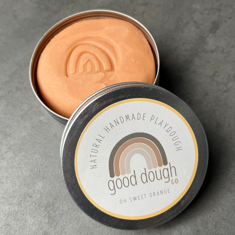 Good Dough Co - Natural Handmade Playdough - Oh Sweet Orange - Tin - 300g - Everybody Loves Hampers