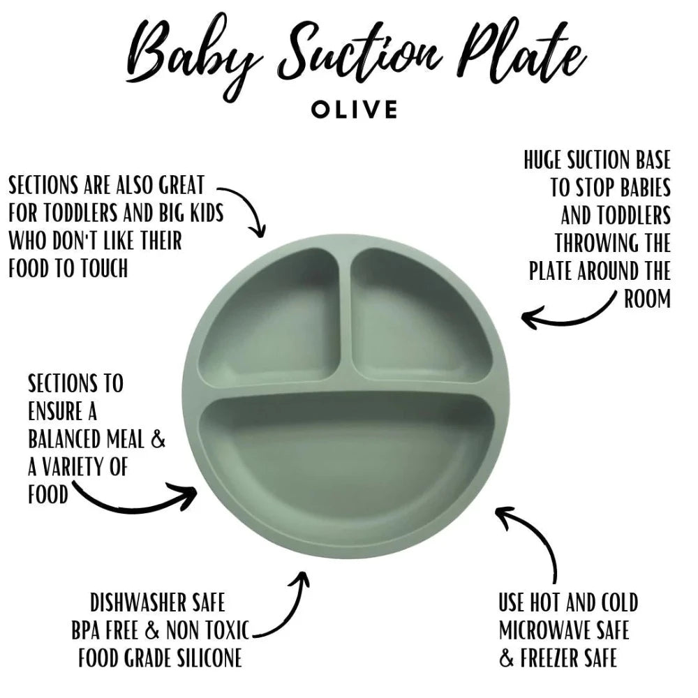 Little Mashies - Baby Suction Plate - Olive - Everybody Loves Hampers