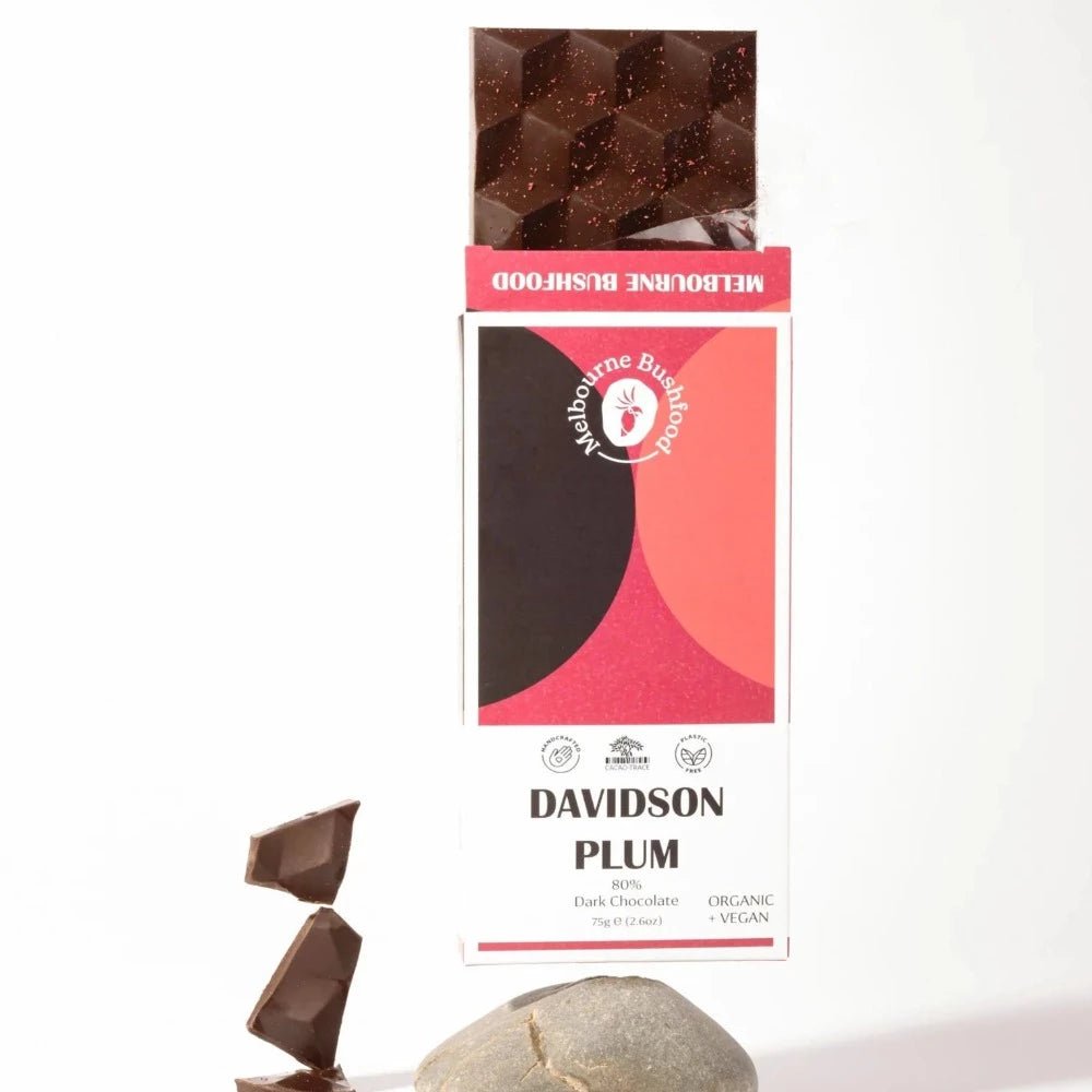 Melbourne Bushfood - Davidson Plum Vegan 80 % Dark Chocolate - 75g - Everybody Loves Hampers